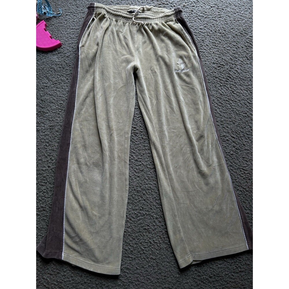 VTG Baby Phat Velour Tack Suit Pants Only Sz Large Beige Brown Stripe Y2K OG